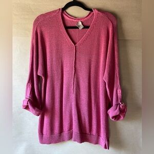 Chico’s V-Neck Sweater. Pink. Size 2